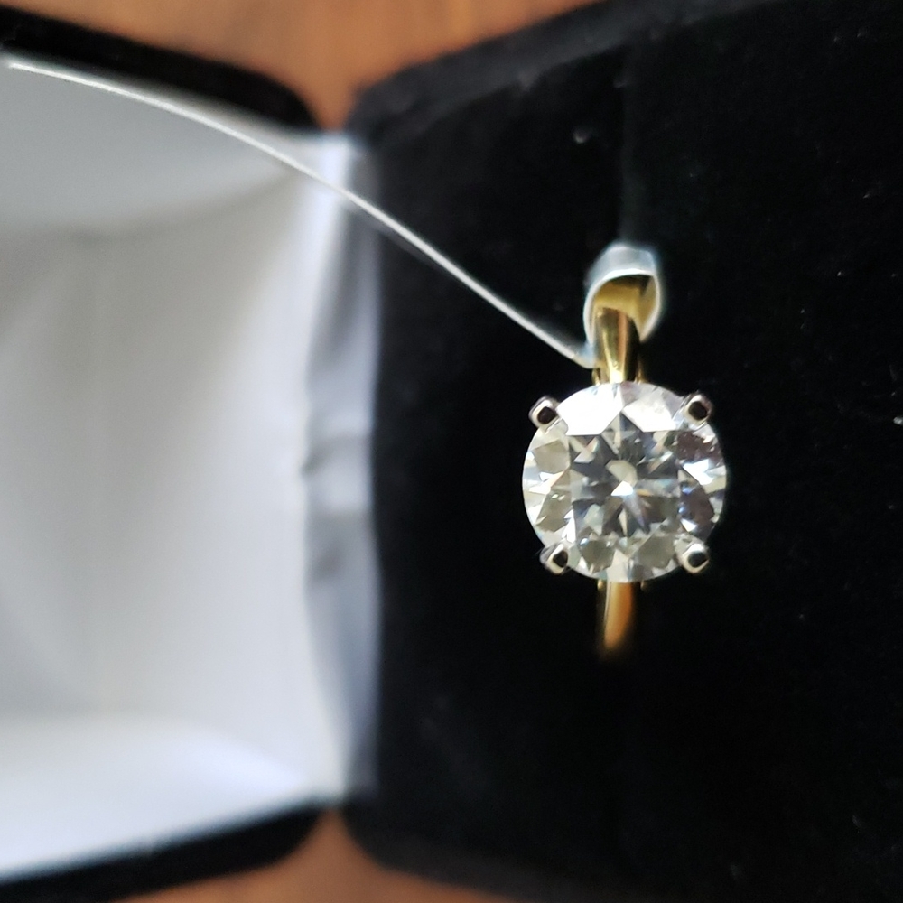 $3500 2Ct 14k Yellow & White Gold Round Moissanite Diamond - Picture 8 of 15